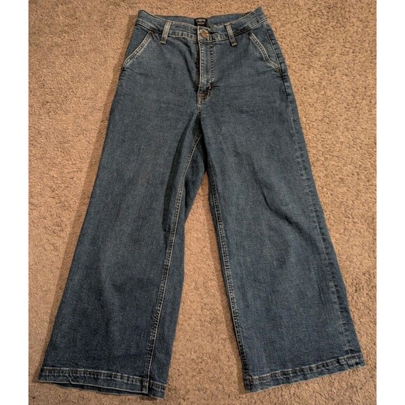J.Crew 10" Highest Rise Wide Leg Crop Blue Denim Jeans L5516 Women's 27 - Picture 1 of 6